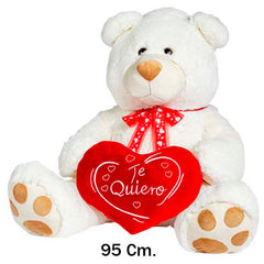 OSO BLANCO CORAZÓN TE QUIERO 95CM