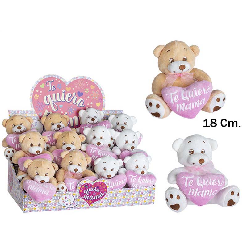 OSO CORAZON TE QUIERO MAMA 18CM