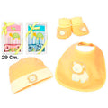 SET BABERO, GORRO Y PEUCOS 3 SURTIDOS 29 cm