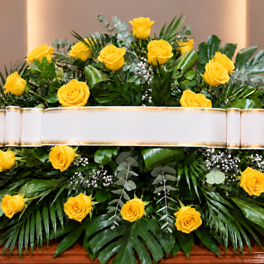 Centro funebre rosas amarillas