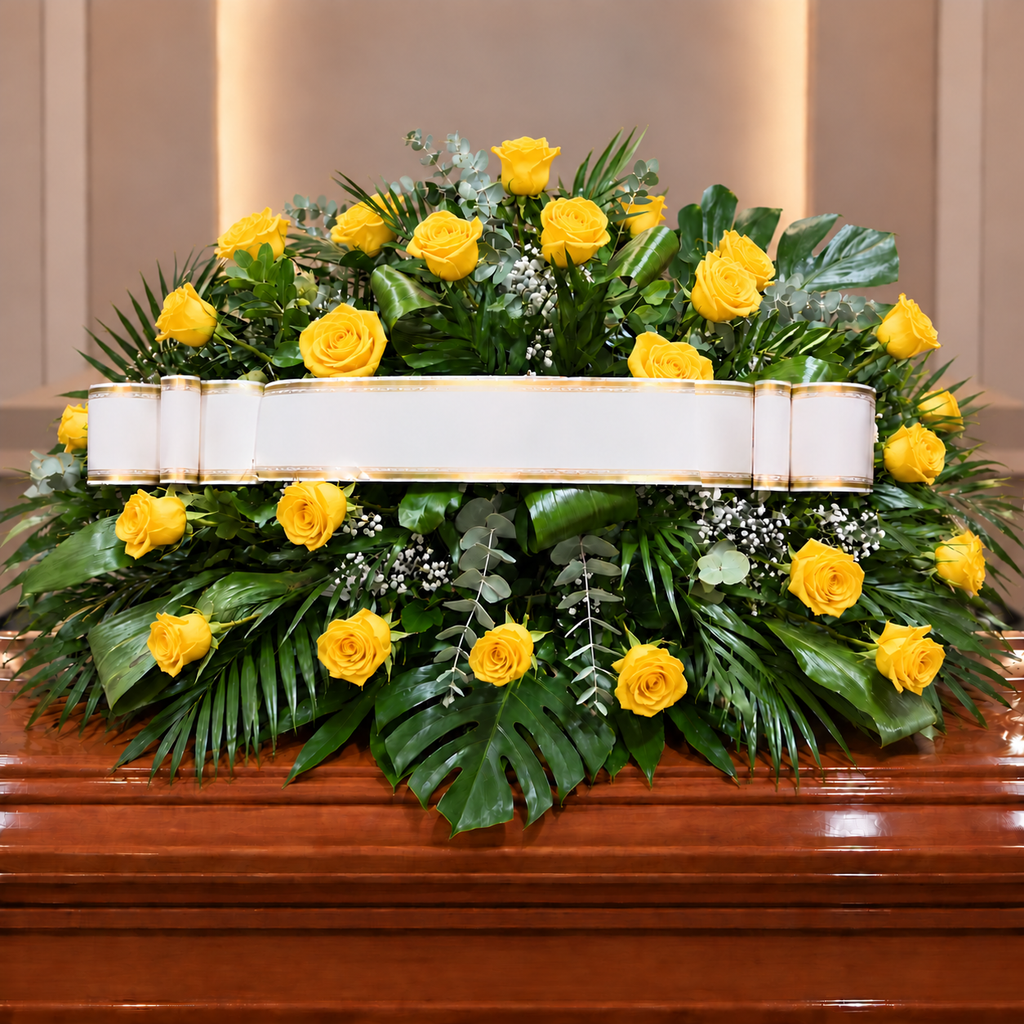 Centro funebre rosas amarillas