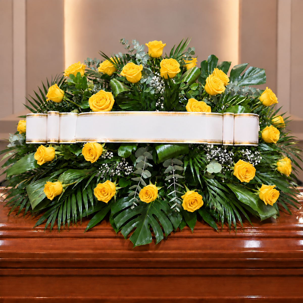 Centro funebre rosas amarillas