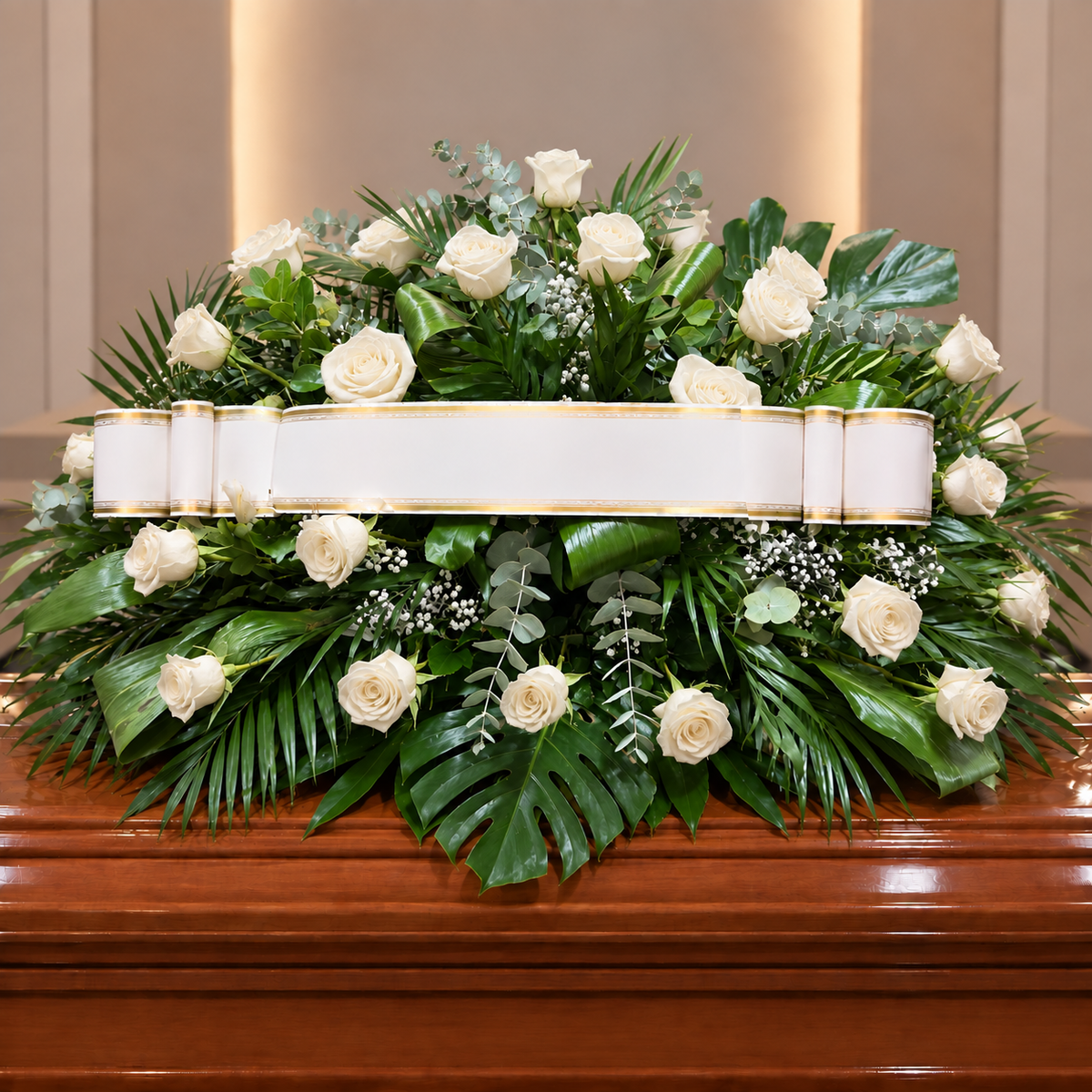 Centro funebre rosas blancas