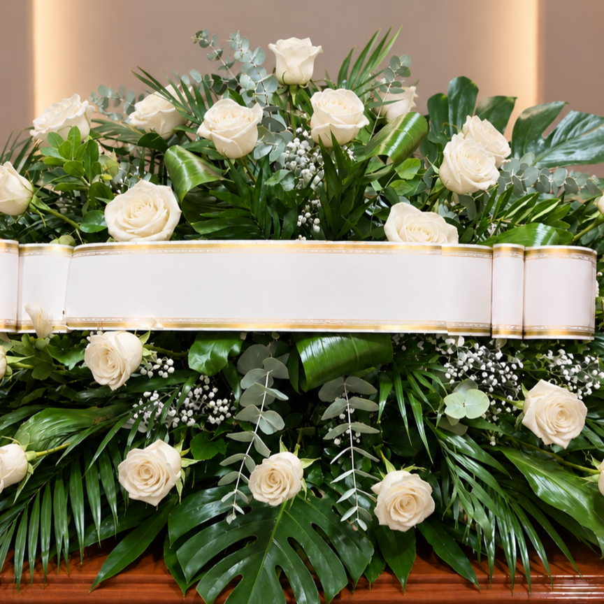 Centro funebre rosas blancas