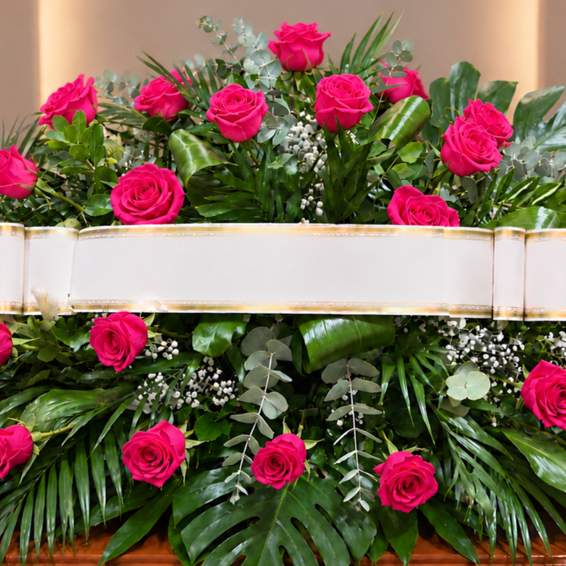 Centro funebre rosas fucsias