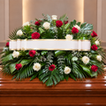Centro funebre rosas rojas y blancas