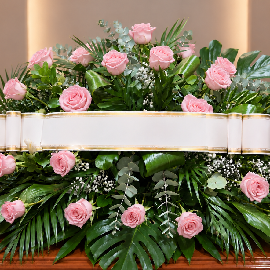 Centro funebre rosas rosadas