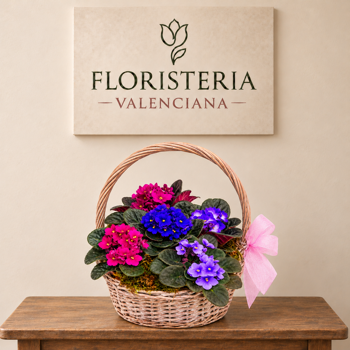 Cesta de plantas violeta africana