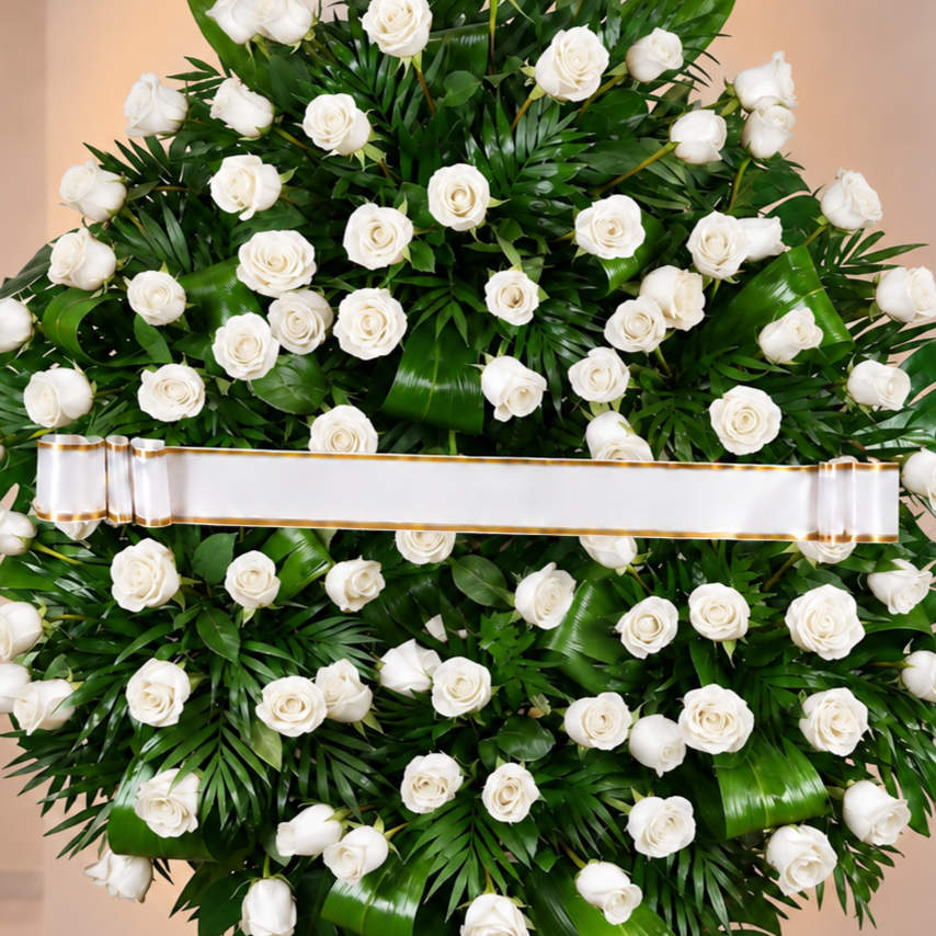Corona funebre rosas blancas