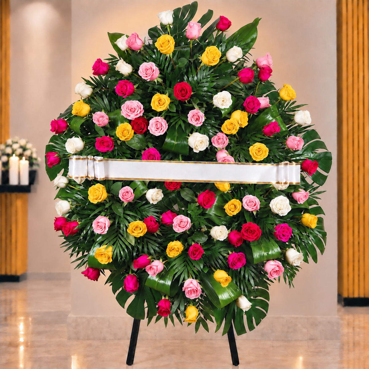 Corona funebre rosas mixtas