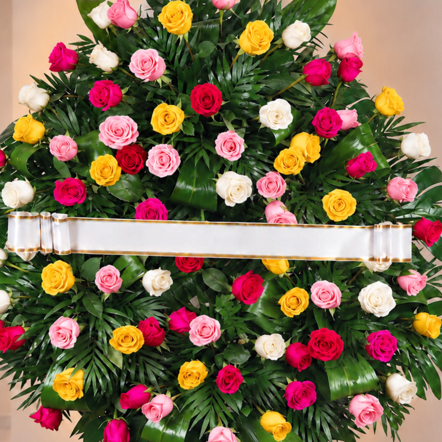 Corona funebre rosas mixtas