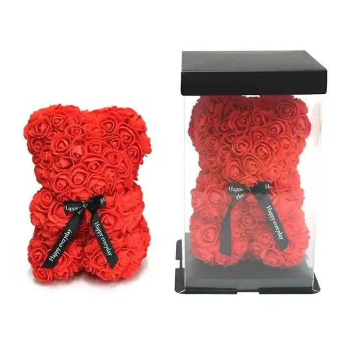 Oso foam de rosas rojas