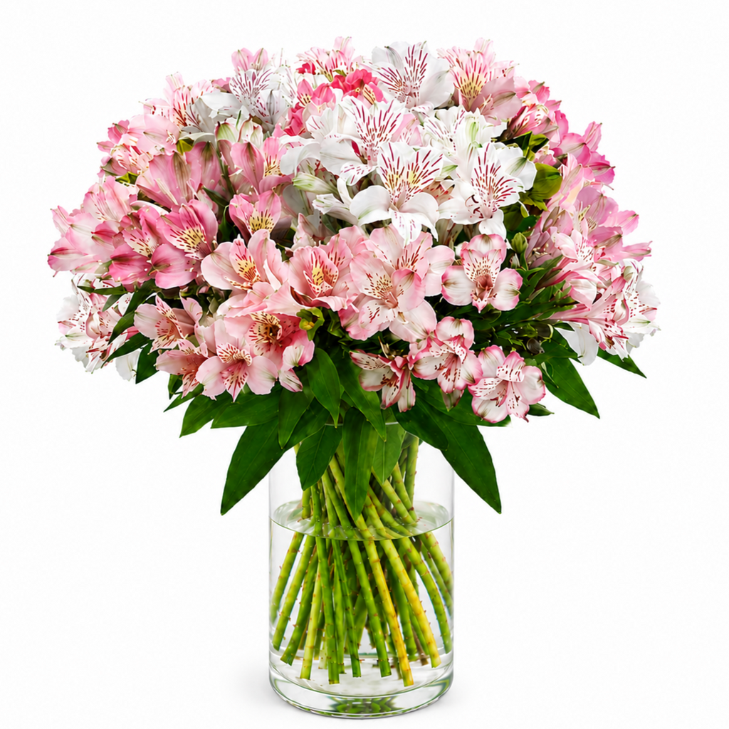 Bouquet of pink alstroemerias