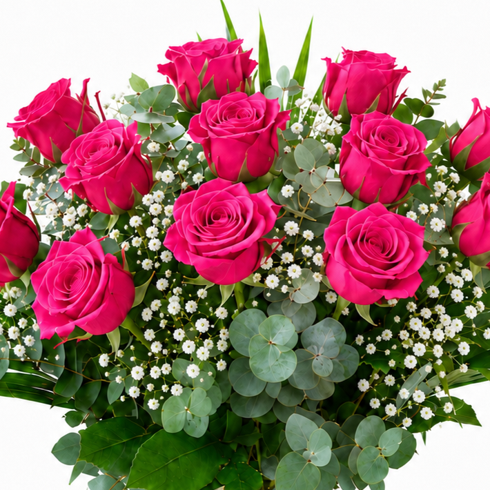 Rosas fucsias de tallo largo