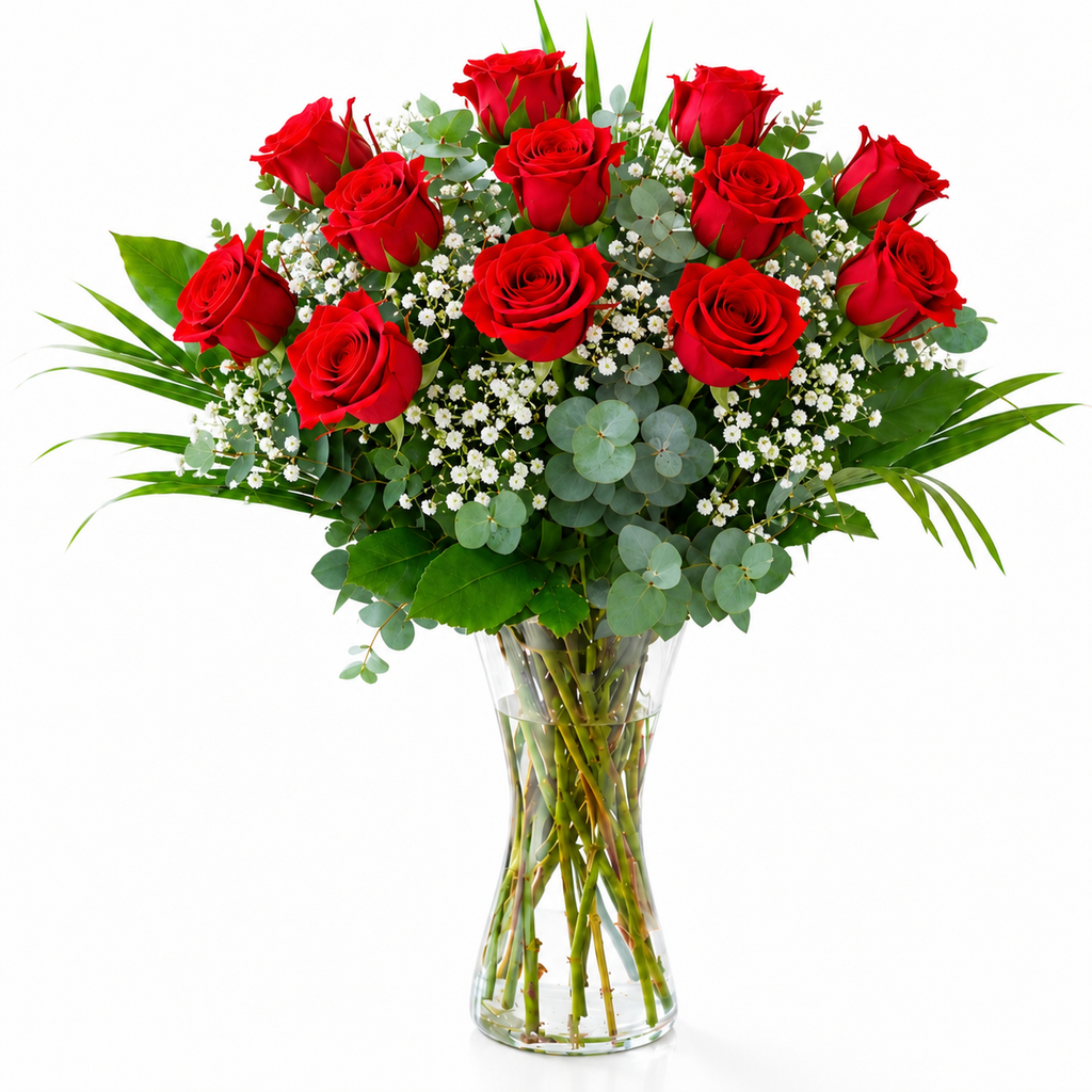 Rosas rojas de tallo largo