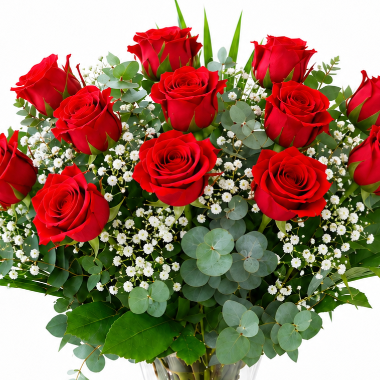 Rosas rojas de tallo largo