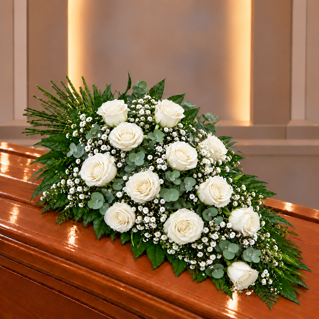 Ramo funebre rosas blancas
