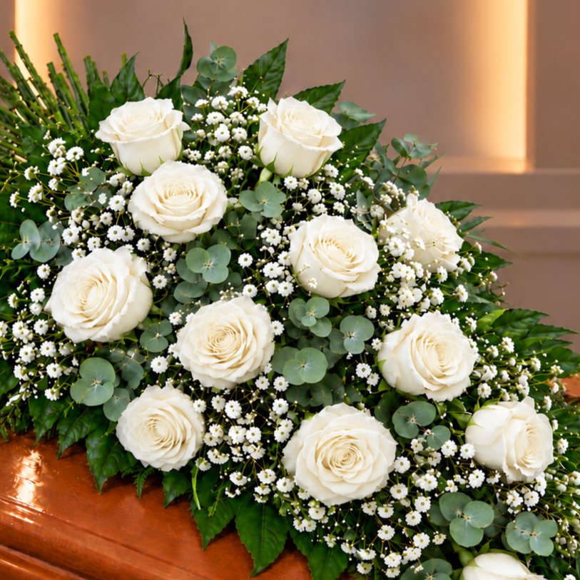 Ramo funebre rosas blancas