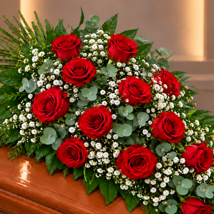 Ramo funebre rosas rojas