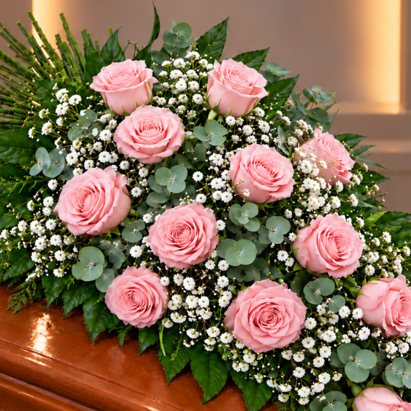 Ramo funebre rosas rosadas